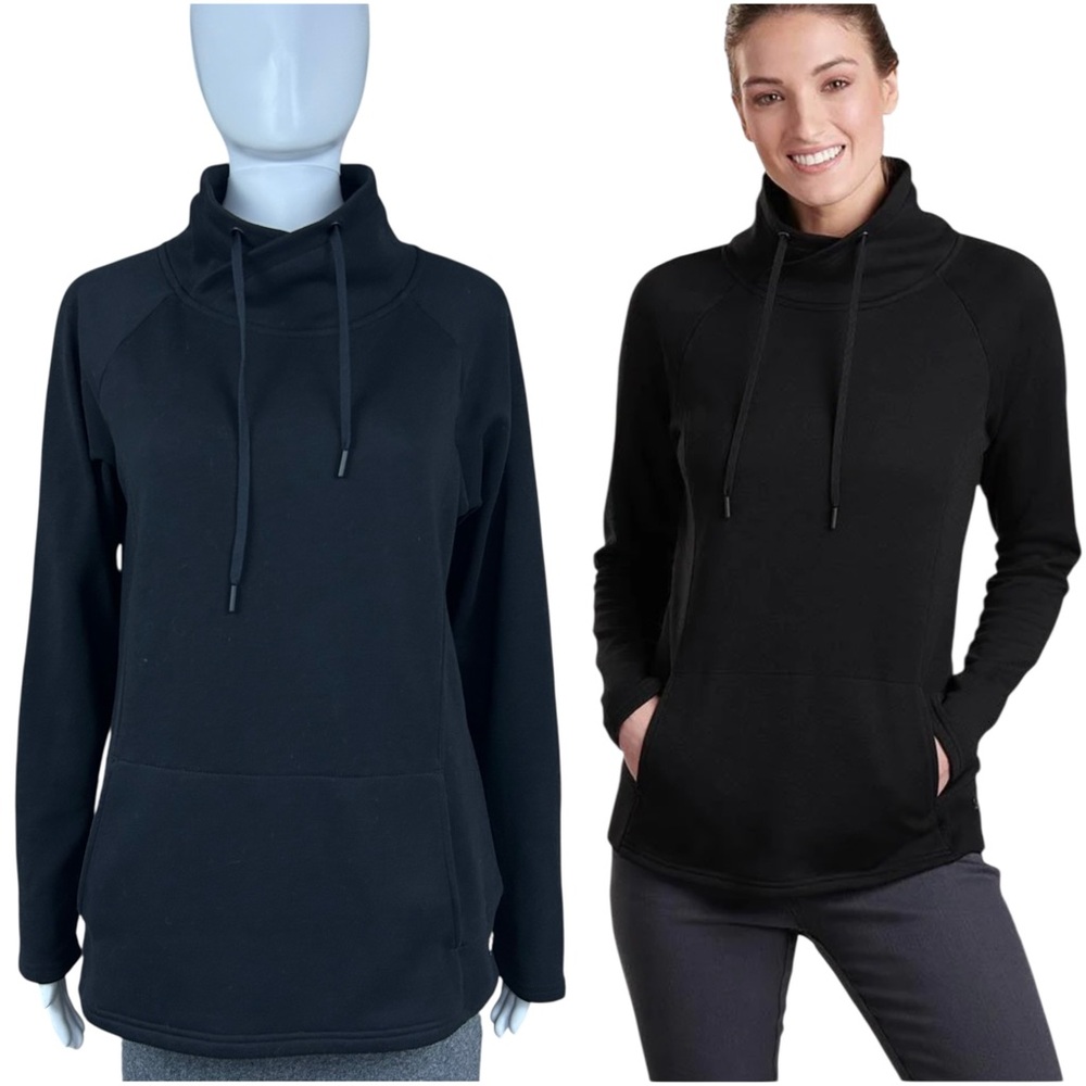 Kuhl Womens Freethinkr Pullover Fleece Sweatshirt Sz M Black Cowl Neck Hiking